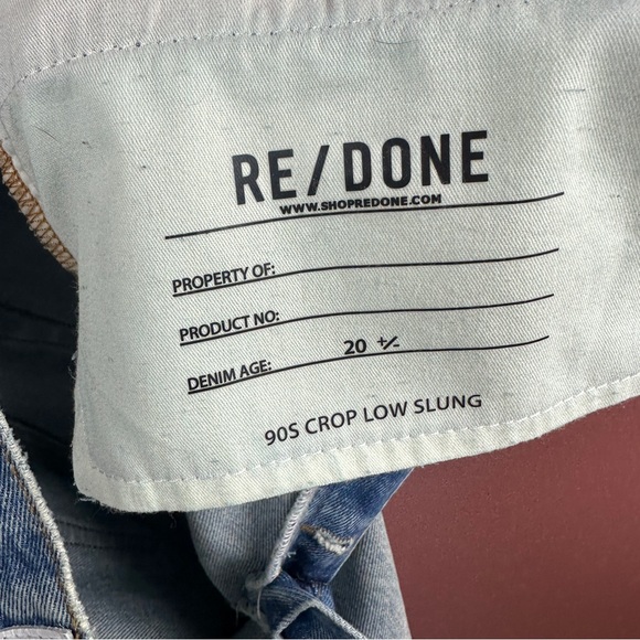 Re/Done CROPPED 90'S LOW SLUNG JEANS IN MEDIUM RAF Size 25 - Picture 7 of 16